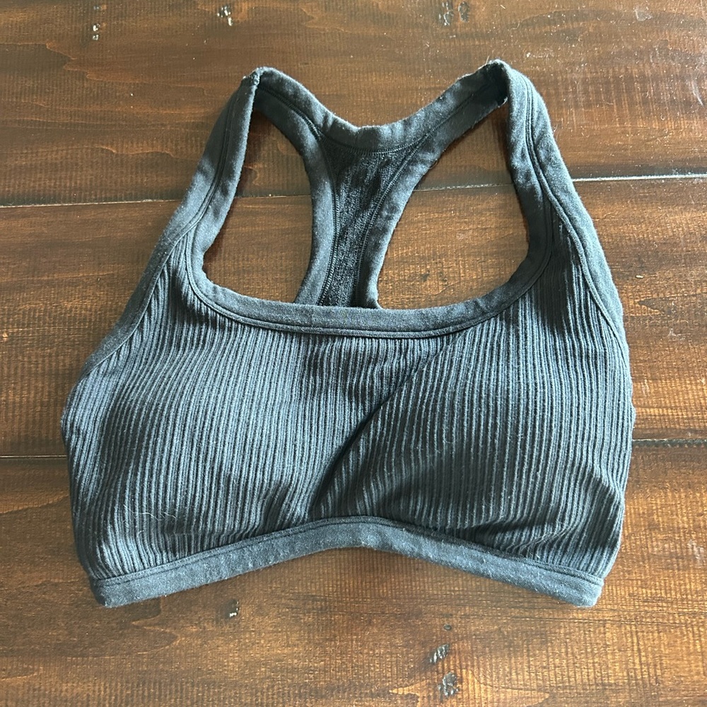 All in motion, black ribbed sports bra